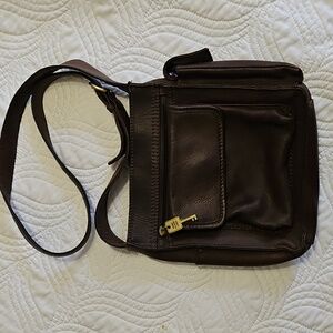 Vintage Fossil 74082 Brown Pebbled Leather Shoulder Bag